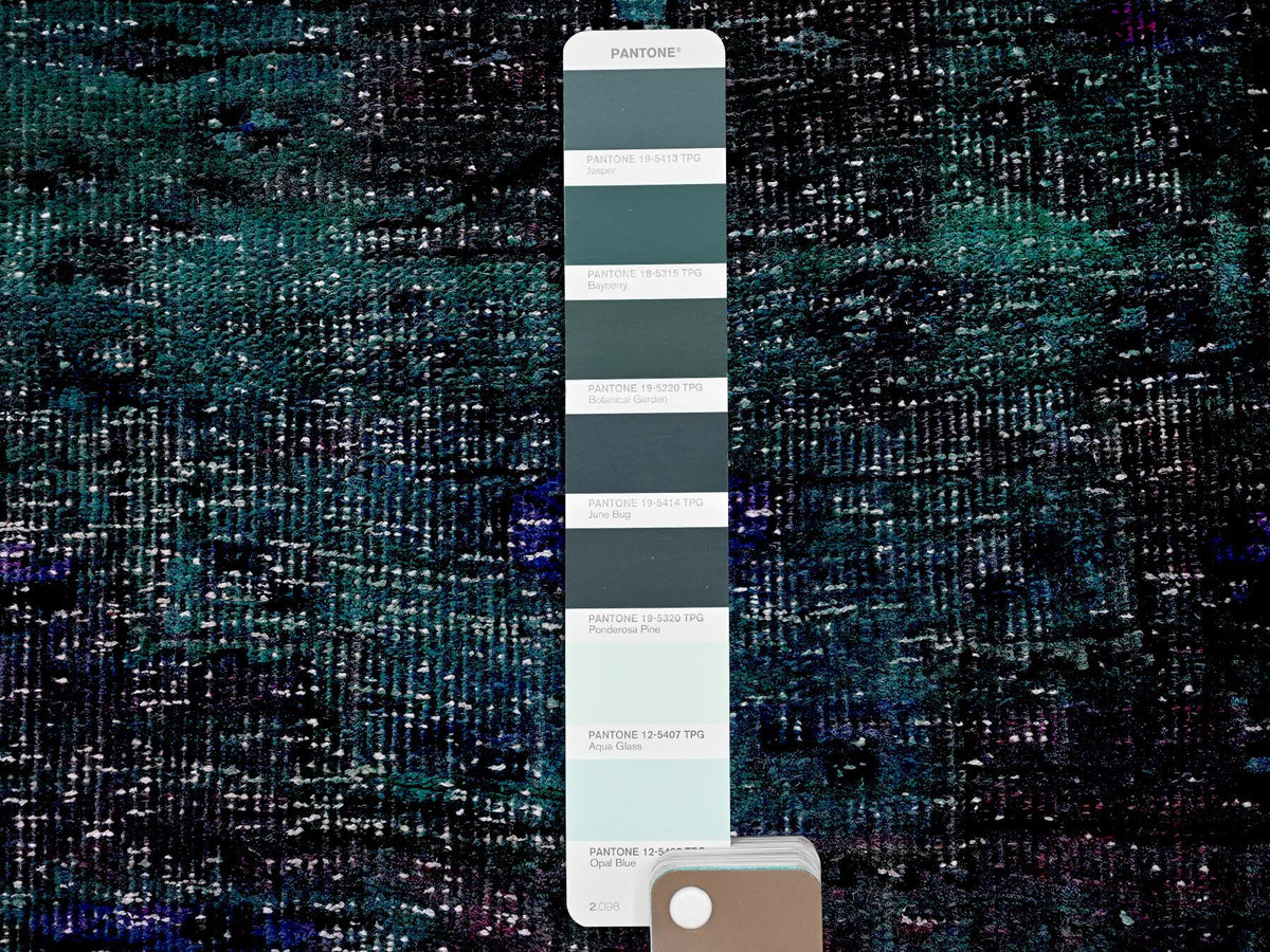 Vintage hand-knotted wool runner in Overdyed & Green, 2'8" x 9'6" — SKU O0650 (view 4)