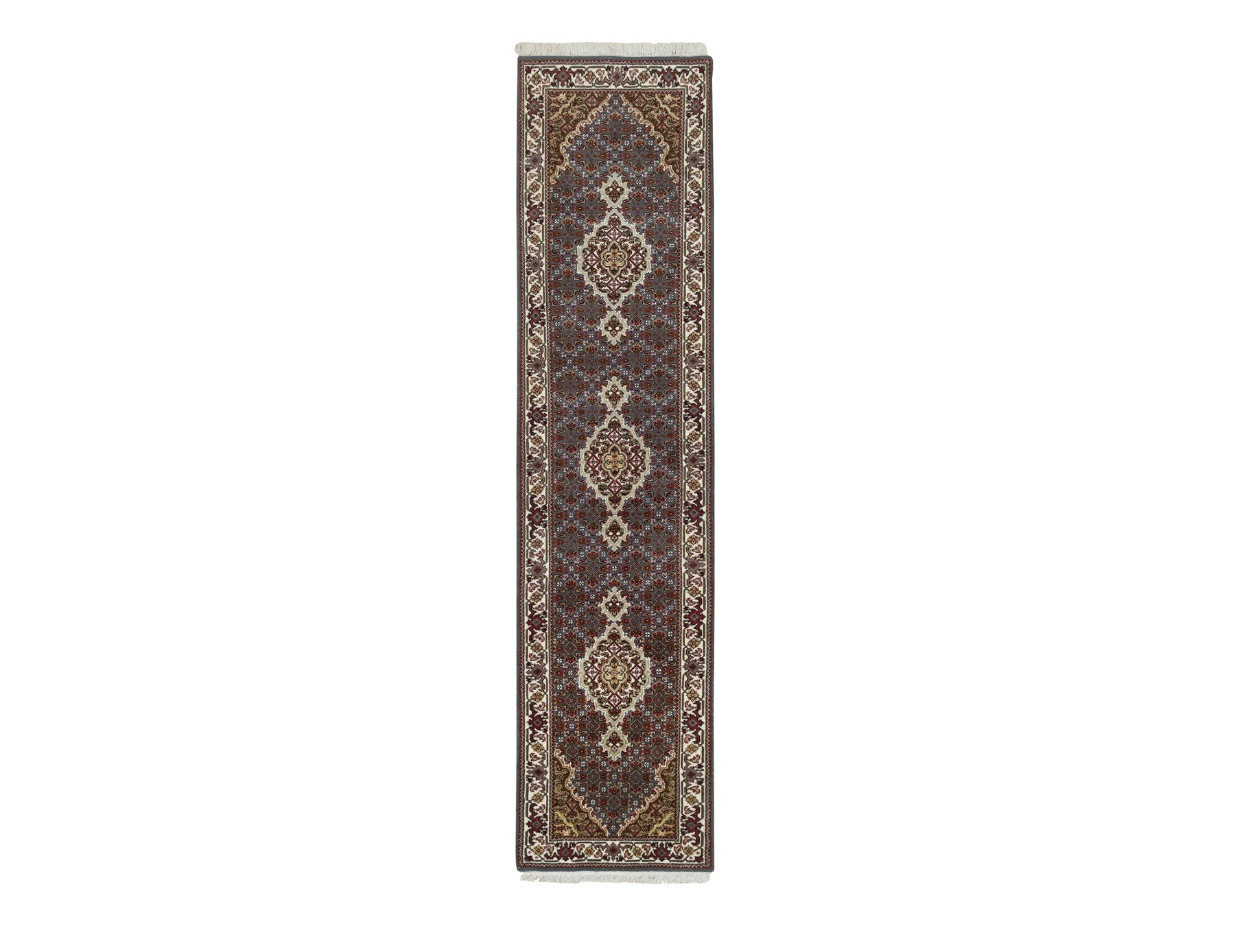 Tabriz Fine Oriental hand-knotted wool runner in Gray & Ivory, 2' x 8'5" — SKU O065105