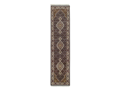 Tabriz Fine Oriental hand-knotted wool runner in Gray & Ivory, 2' x 8'5" — SKU O065105