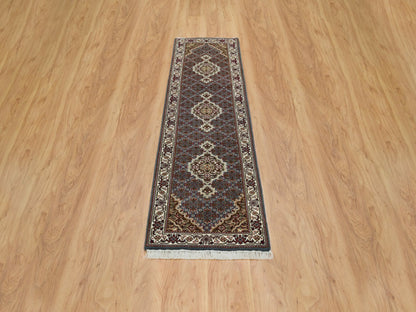 Tabriz Fine Oriental hand-knotted wool runner in Gray & Ivory, 2' x 8'5" — SKU O065105 (view 2)