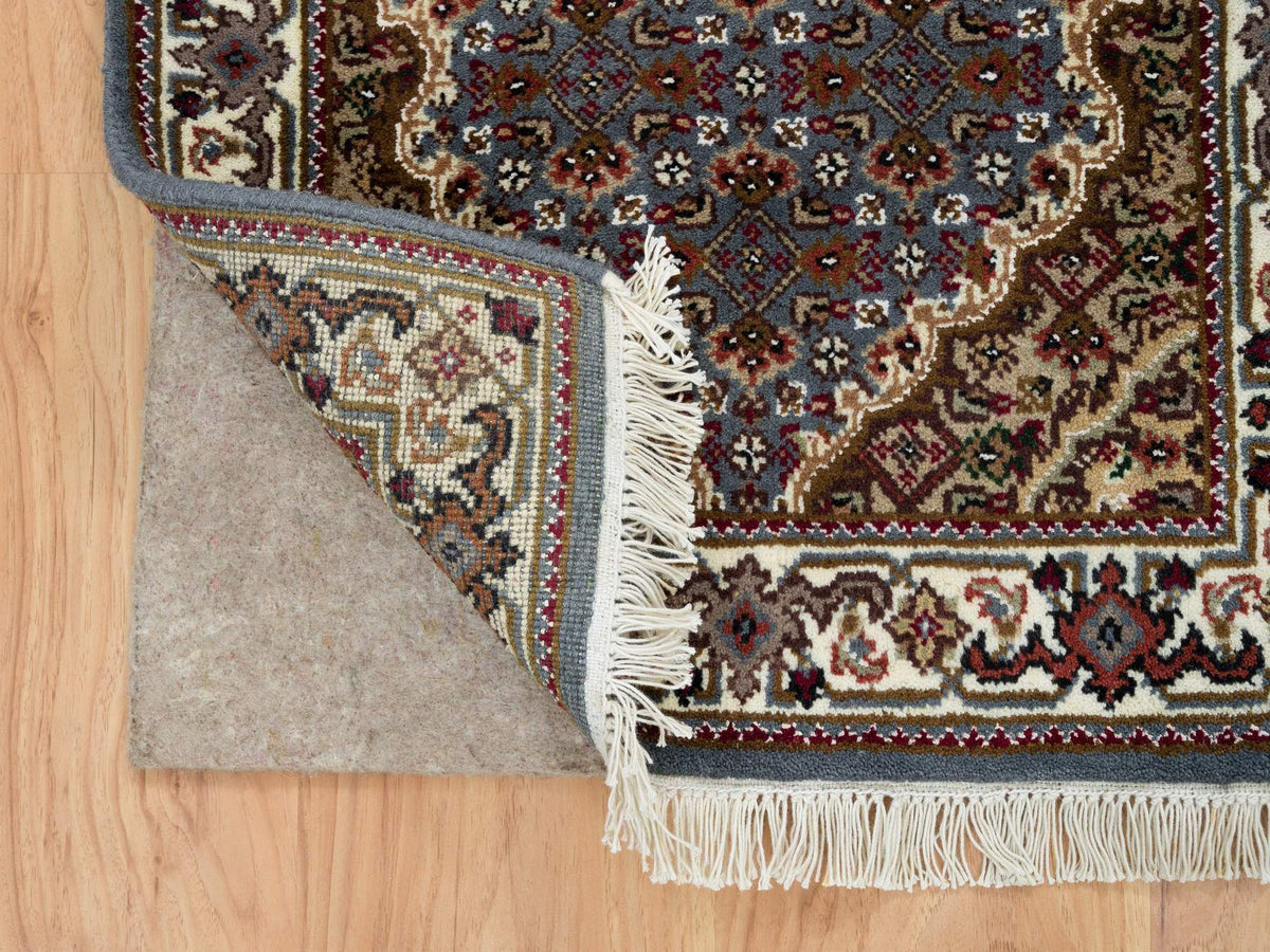 Tabriz Fine Oriental hand-knotted wool runner in Gray & Ivory, 2' x 8'5" — SKU O065105 (view 3)