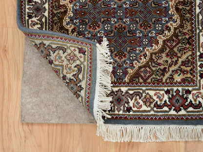 Tabriz Fine Oriental hand-knotted wool runner in Gray & Ivory, 2' x 8'5" — SKU O065105 (view 3)