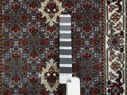 Tabriz Fine Oriental hand-knotted wool runner in Gray & Ivory, 2' x 8'5" — SKU O065105 (view 4)