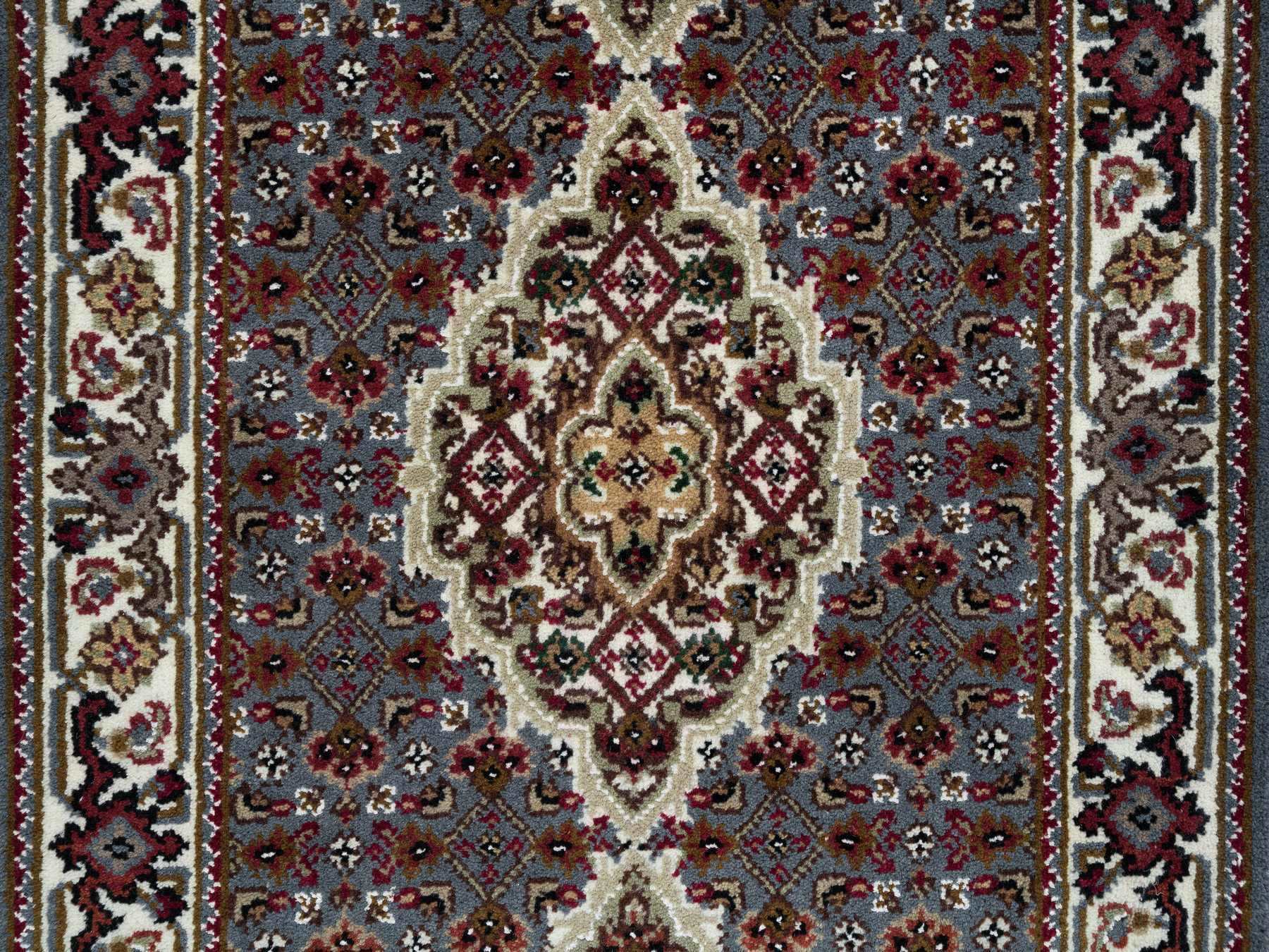 Tabriz Fine Oriental hand-knotted wool runner in Gray & Ivory, 2' x 8'5" — SKU O065105 (view 5)