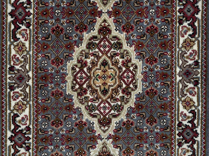Tabriz Fine Oriental hand-knotted wool runner in Gray & Ivory, 2' x 8'5" — SKU O065105 (view 5)
