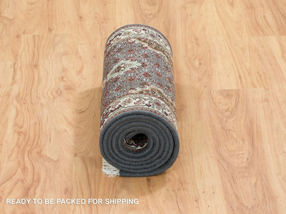 Tabriz Fine Oriental hand-knotted wool runner in Gray & Ivory, 2' x 8'5" — SKU O065105 (view 6)