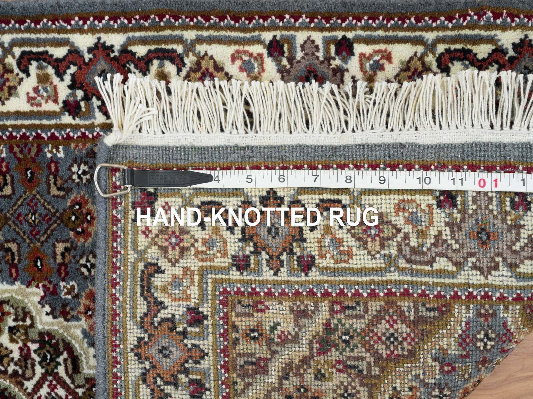 Tabriz Fine Oriental hand-knotted wool runner in Gray & Ivory, 2' x 8'5" — SKU O065105 (view 8)