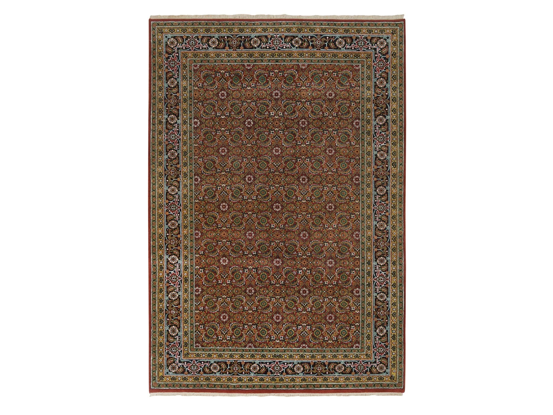 Herati Fine Oriental hand-knotted wool rug in Red & Midnight Blue, 6'1" x 9' — SKU O065108