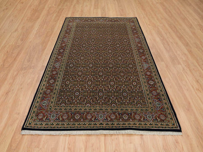 Black 5'10" x 9'1" Fine Oriental Hand knotted Wool Rug - Sku: O065115