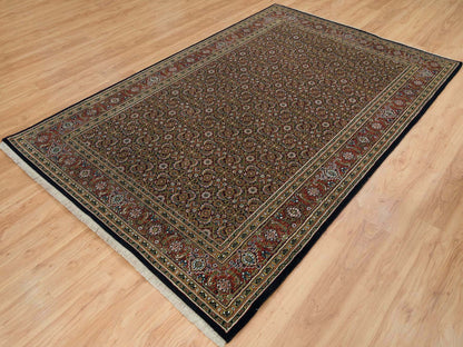 Black 5'10" x 9'1" Fine Oriental Hand knotted Wool Rug - Sku: O065115