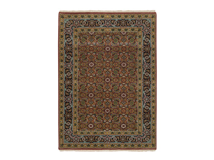 Herati Fine Oriental hand-knotted wool rug in Red & Midnight Blue, 4'2" x 6' — SKU O065119