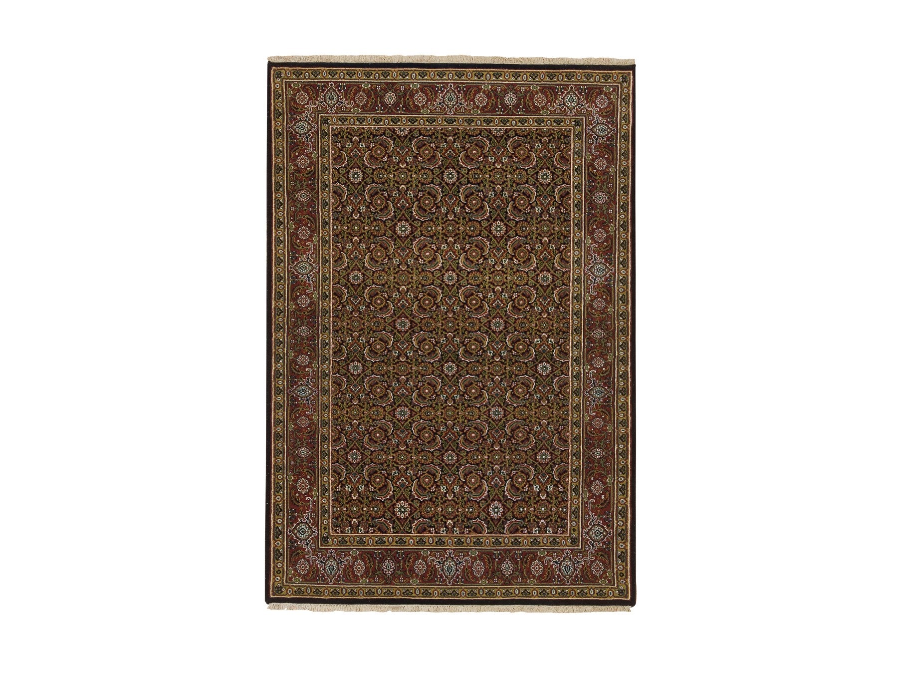 Herati Fine Oriental hand-knotted wool rug in Black & Red, 4' x 6'5" — SKU O065120