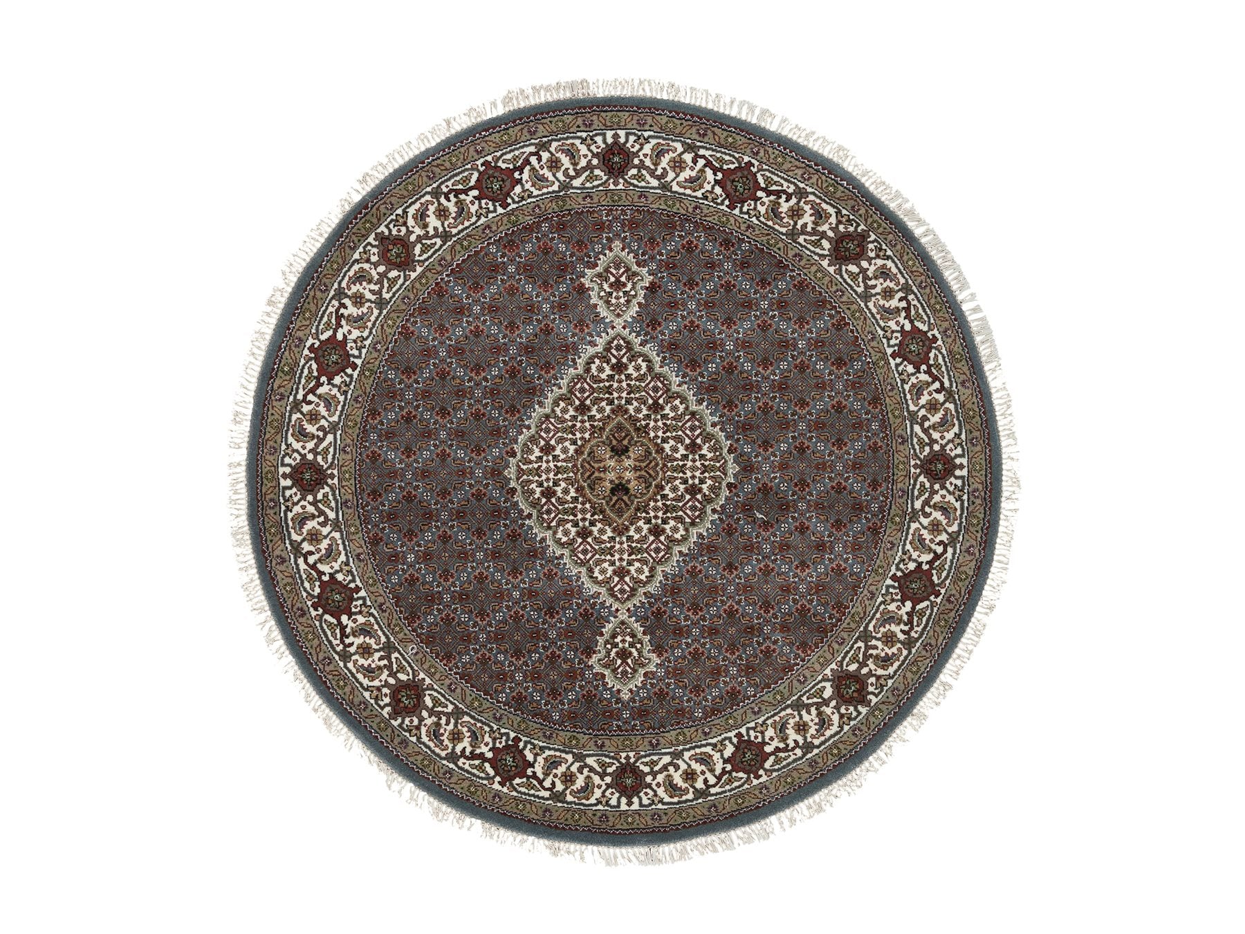Tabriz Fine Oriental hand-knotted wool rug in Gray, 5' x 5' — SKU O065121