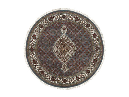 Tabriz Fine Oriental hand-knotted wool rug in Gray, 5' x 5' — SKU O065121