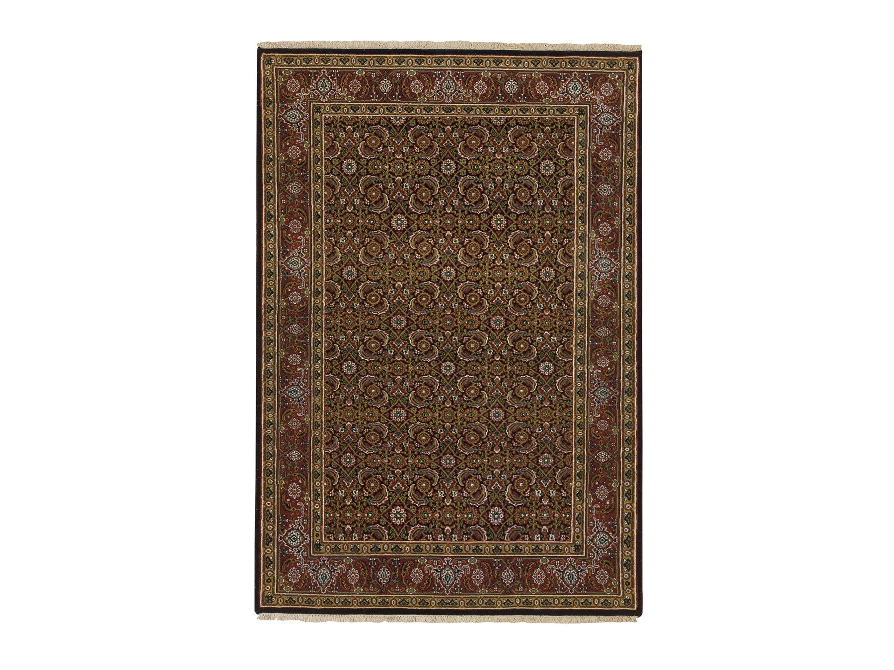 Herati Fine Oriental hand-knotted wool rug in Black & Red, 4' x 6'2" — SKU O065122