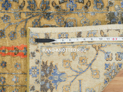 Brown 2'0" x 3'0" Transitional Hand knotted Wool/Silk Rug - Sku: O065131