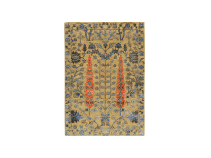 Brown 2'0" x 3'1" Transitional Hand knotted Wool/Silk Rug - Sku: O065132