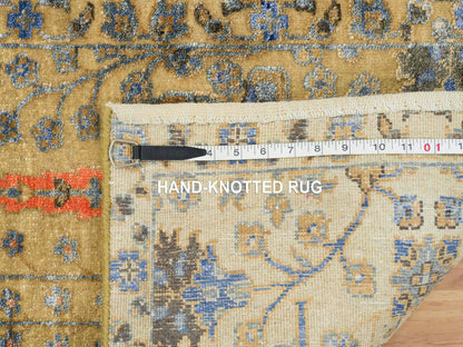Brown 2'0" x 3'1" Transitional Hand knotted Wool/Silk Rug - Sku: O065132