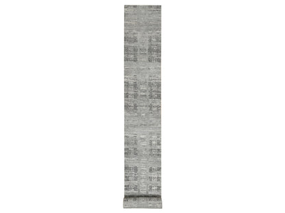 Modern / Contemporary hand-knotted wool runner in Gray, 2'6" x 25'9" — SKU O065157