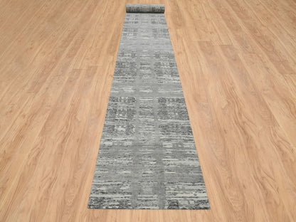 Modern / Contemporary hand-knotted wool runner in Gray, 2'6" x 25'9" — SKU O065157 (view 2)