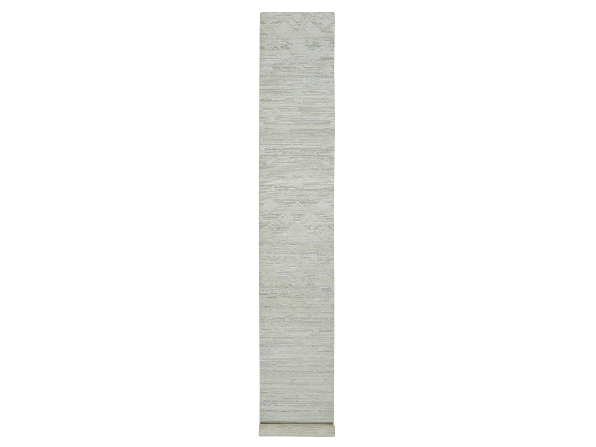 Modern / Contemporary hand-knotted wool runner in Gray, 2'6" x 18'2" — SKU O065158