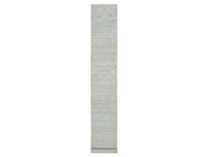 Modern / Contemporary hand-knotted wool runner in Gray, 2'6" x 18'2" — SKU O065158