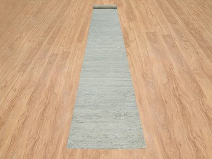 Modern / Contemporary hand-knotted wool runner in Gray, 2'6" x 18'2" — SKU O065158 (view 2)