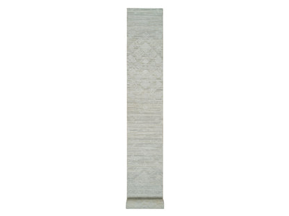Modern / Contemporary hand-knotted wool runner in Gray, 2'6" x 25'10" — SKU O065159