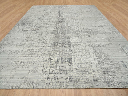 Grey 14'0" x 20'0" Modern / Contemporary Hand knotted Wool Rug - Sku: O065164