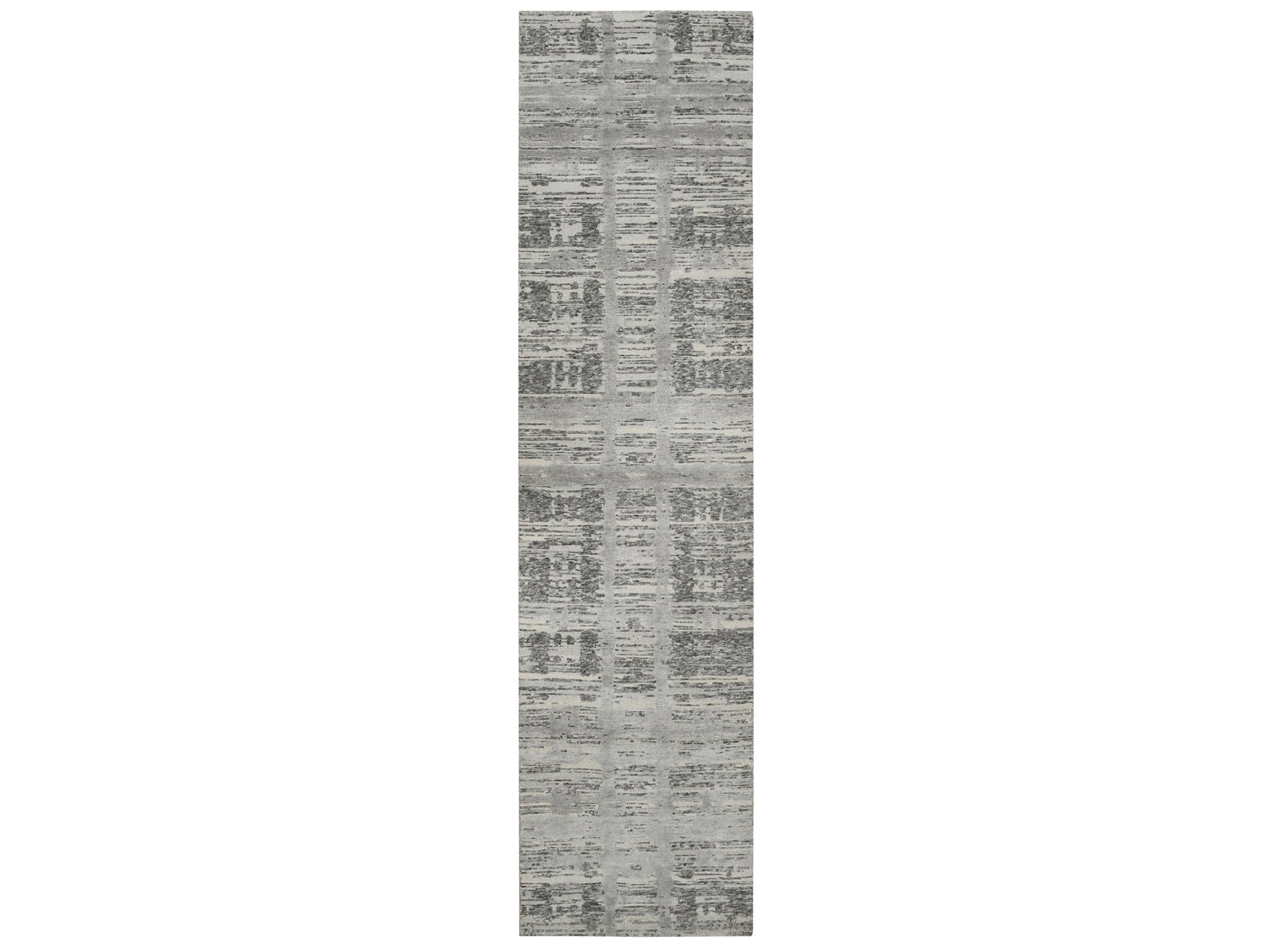 Modern / Contemporary hand-knotted wool runner in Gray, 2'6" x 10' — SKU O065166