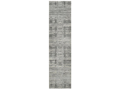 Modern / Contemporary hand-knotted wool runner in Gray, 2'6" x 10' — SKU O065166