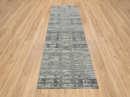 Modern / Contemporary hand-knotted wool runner in Gray, 2'6" x 10' — SKU O065166 (view 2)