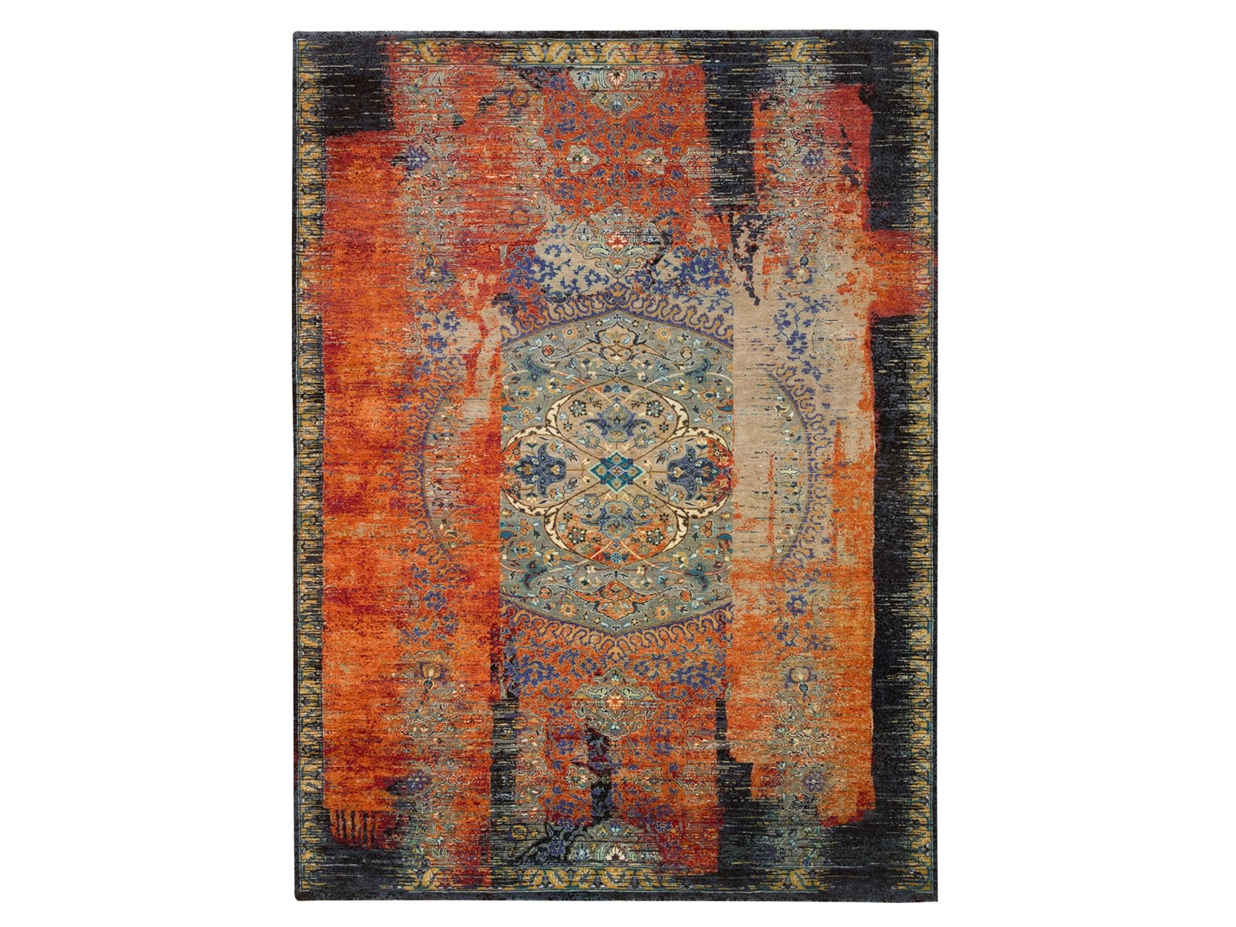 Transitional hand-knotted wool rug in Orange, 9'2" x 12'1" — SKU O065170
