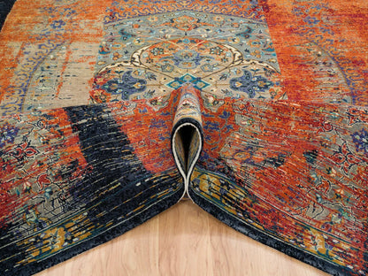 Transitional hand-knotted wool rug in Orange, 9'2" x 12'1" — SKU O065170 (view 5)