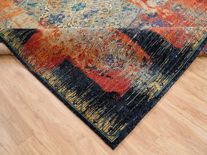 Transitional hand-knotted wool rug in Orange, 9'2" x 12'1" — SKU O065170 (view 6)