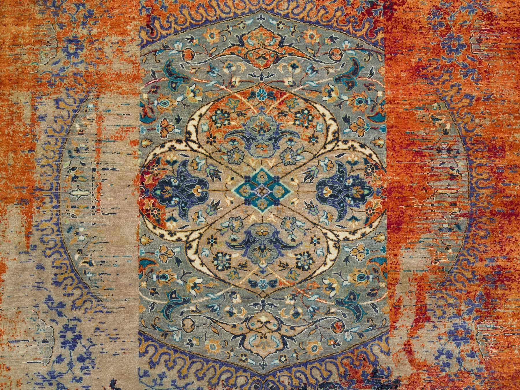 Transitional hand-knotted wool rug in Orange, 9'2" x 12'1" — SKU O065170 (view 8)