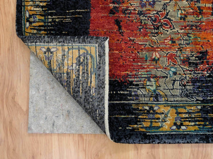 Transitional hand-knotted wool rug in Orange, 9' x 12'1" — SKU O065171 (view 4)