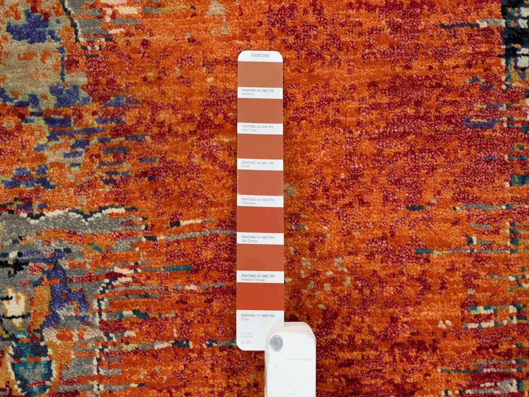 Transitional hand-knotted wool rug in Orange, 9' x 12'1" — SKU O065171 (view 7)