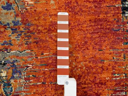 Transitional hand-knotted wool rug in Orange, 9' x 12'1" — SKU O065171 (view 7)