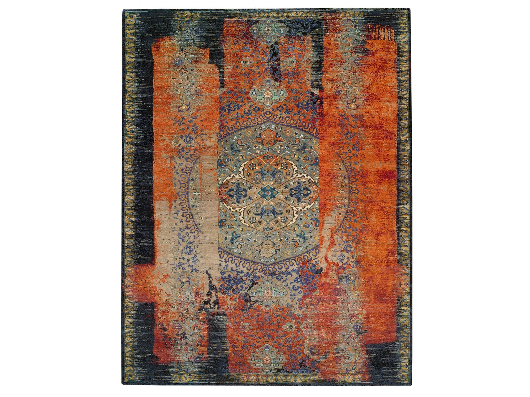 Transitional hand-knotted wool rug in Orange, 12' x 15'1" — SKU O065176