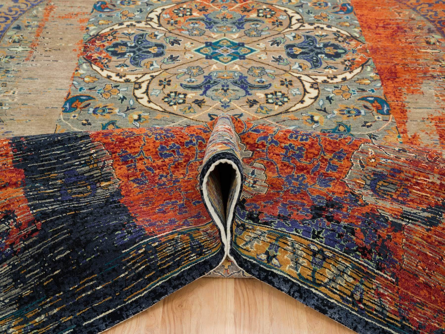 Transitional hand-knotted wool rug in Orange, 12' x 15'1" — SKU O065176 (view 5)