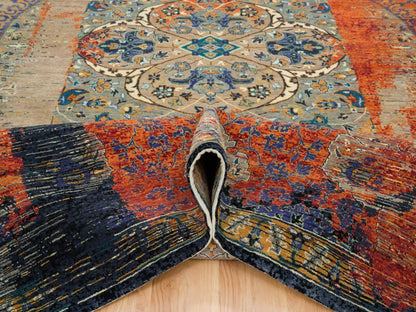 Transitional hand-knotted wool rug in Orange, 12' x 15'1" — SKU O065176 (view 5)