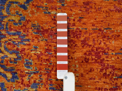 Transitional hand-knotted wool rug in Orange, 12' x 15'1" — SKU O065176 (view 7)