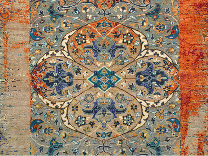 Orange 12'0" x 15'1" Transitional Hand knotted Wool Rug - Sku: O065176