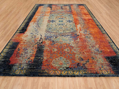 Transitional hand-knotted wool rug in Orange, 10'2" x 14'3" — SKU O065177 (view 2)