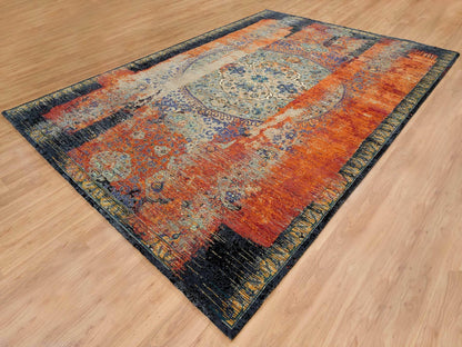 Transitional hand-knotted wool rug in Orange, 10'2" x 14'3" — SKU O065177 (view 3)