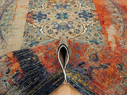 Orange 10'2" x 14'3" Transitional Hand knotted Wool Rug - Sku: O065177