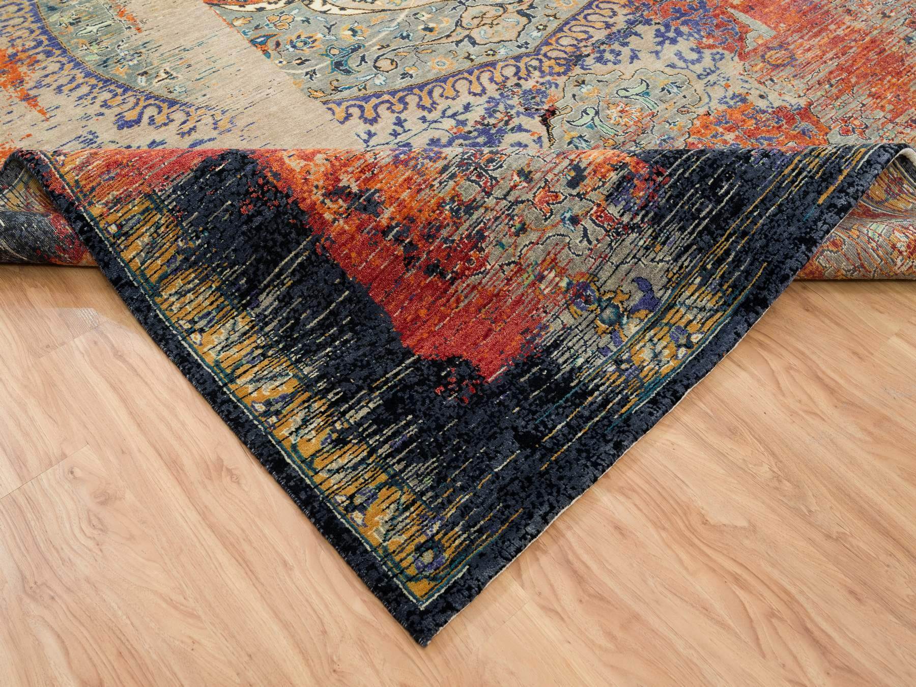 Transitional hand-knotted wool rug in Orange, 10'2" x 14'3" — SKU O065177 (view 6)