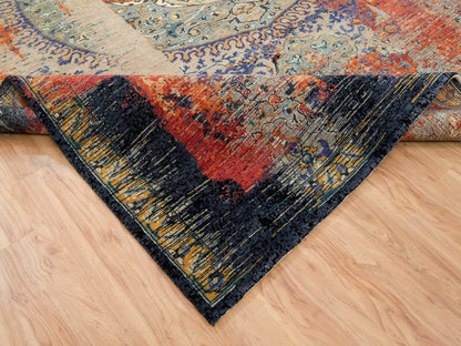 Transitional hand-knotted wool rug in Orange, 10'2" x 14'3" — SKU O065177 (view 6)