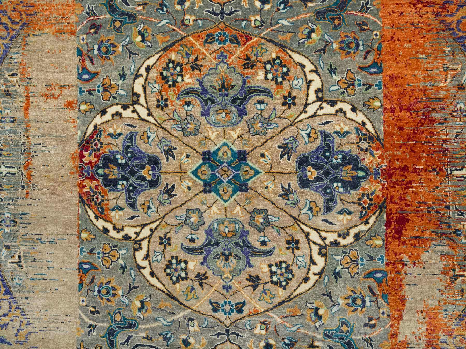 Transitional hand-knotted wool rug in Orange, 10'2" x 14'3" — SKU O065177 (view 8)
